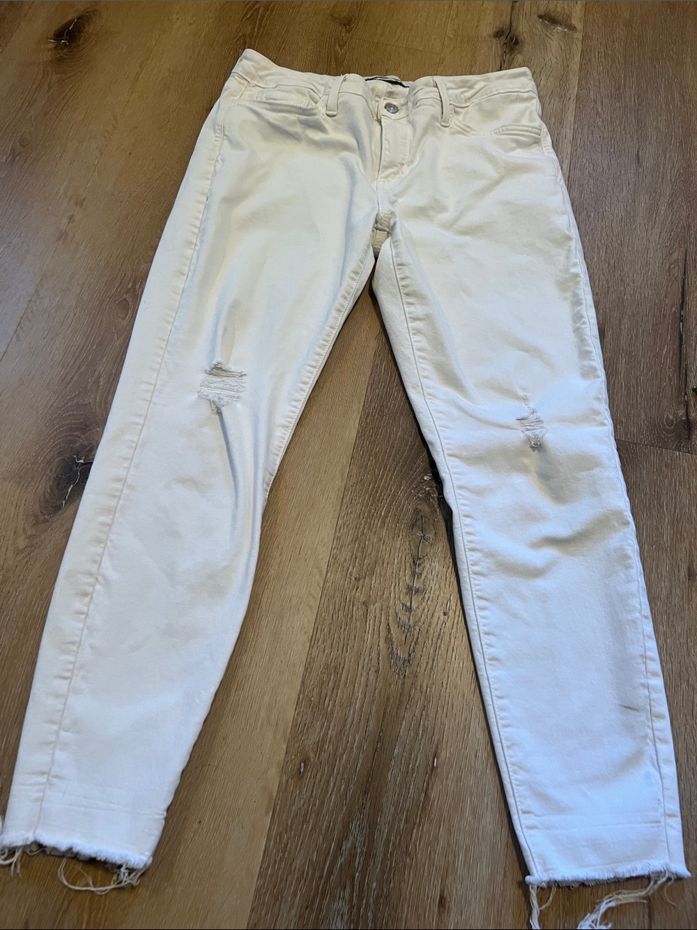 Just Black Raw Hem White Skinny Jeans - Frayed Size 30 Skinny